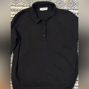 Mango Black Knit Polo Shirt